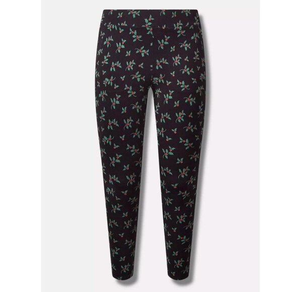 torrid Pants - TORRID Full Length Holly Leaf Leggings Size 1X Signature Waist Pocket Black NEW
